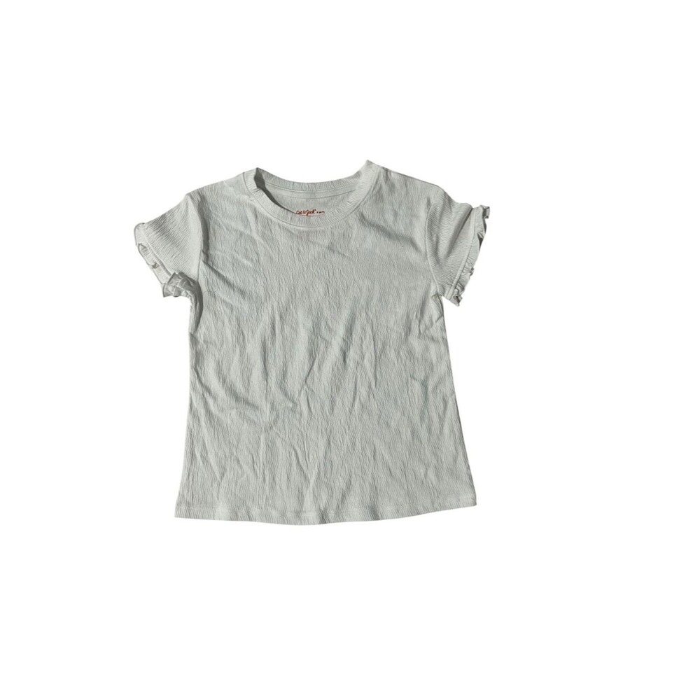 Cat & Jack Light Cream white Short Sleeve Ruffle Tee
